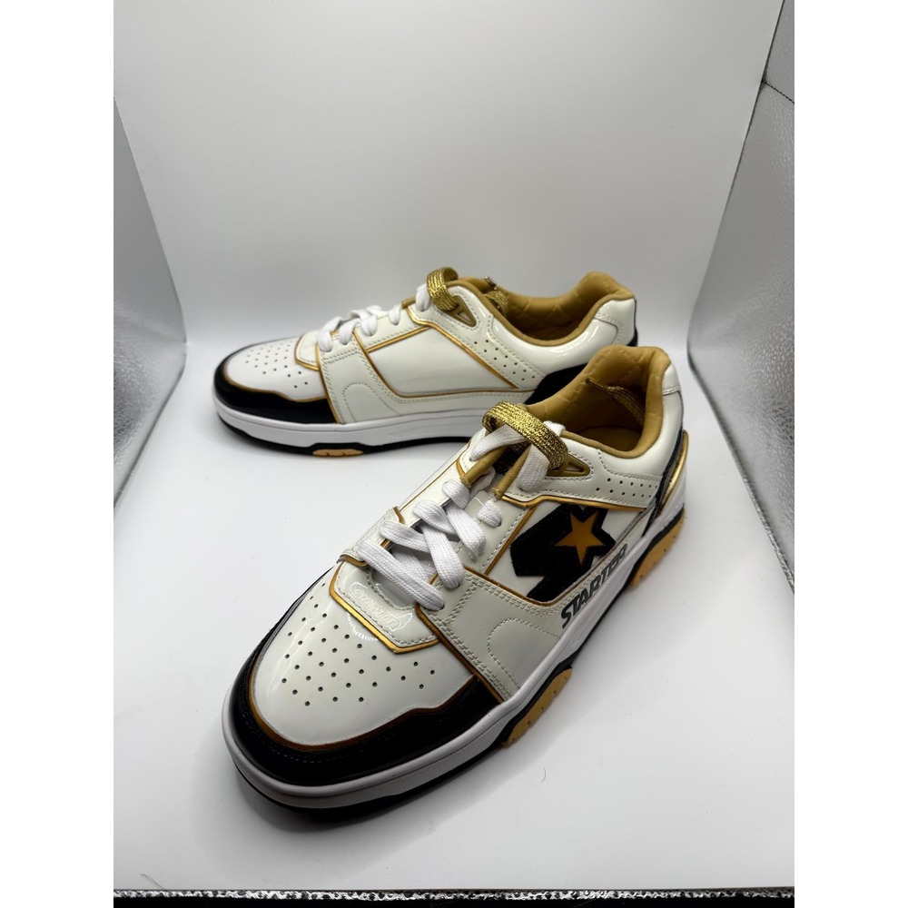Starter Fast Break 430-10320 Mens 9.5 M Sneaker White‎ Black Gold Leather Shoes